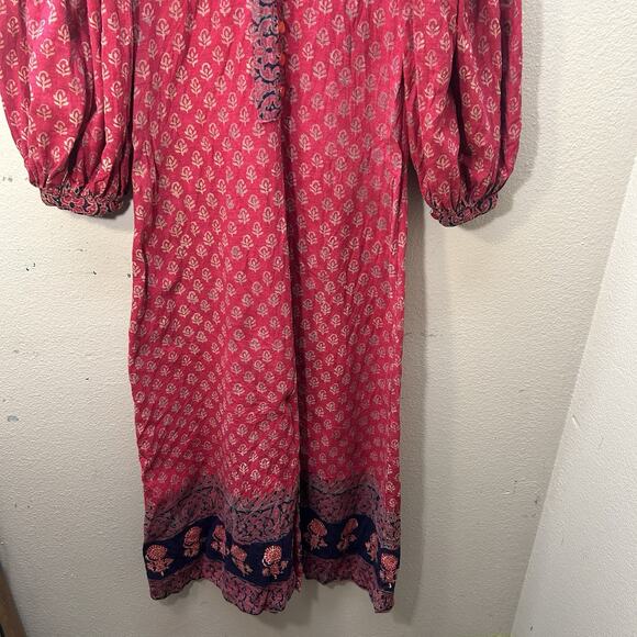 Vintage Sundeep Boho Dress 60s 70s Indian Peasant Hippie Prairie Woodstock XS/S - Picture 3 of 14